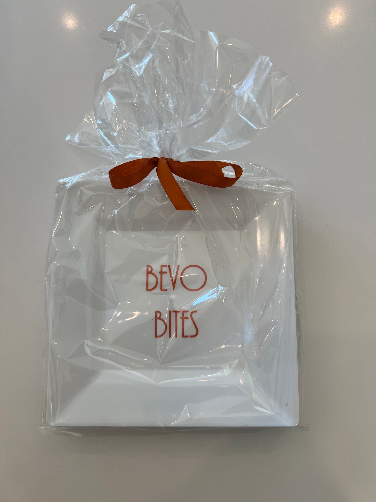 White Texas 6.5" Square Plates - Bevo Bites - 10 count package size