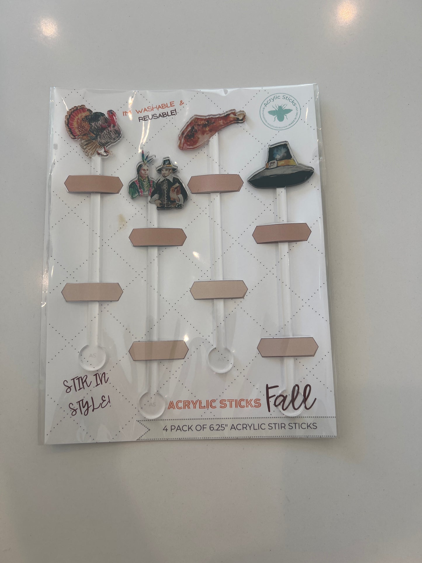 Stir Sticks - Thanksgiving - 4 count package size