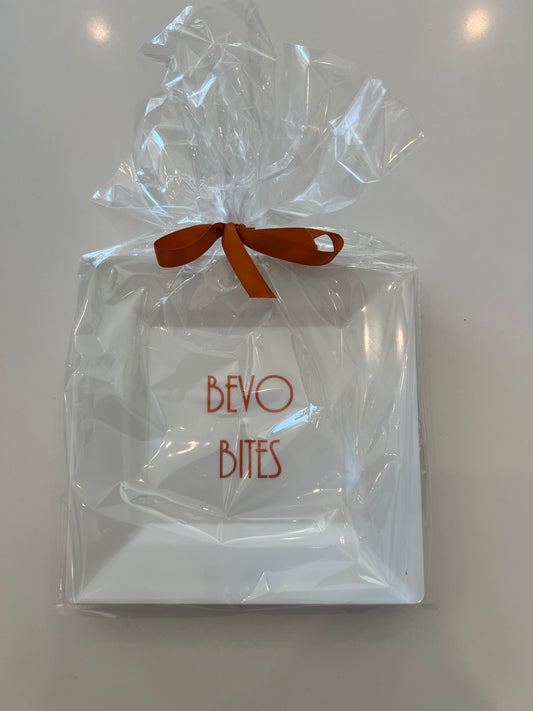 White Texas 6.5" Square Plates - Bevo Bites - 10 count package size