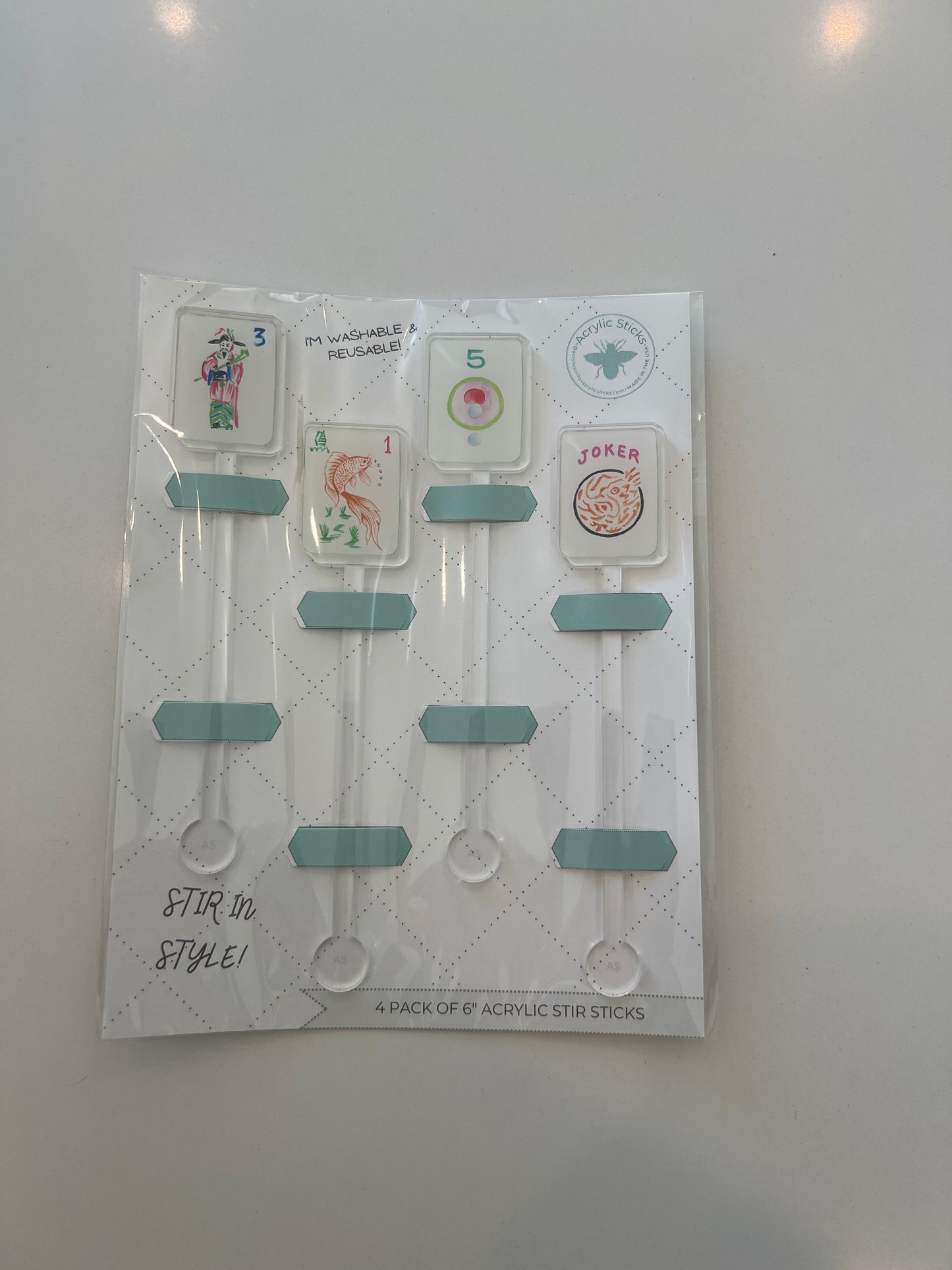 Stir Sticks - Let's Play Mahjong - 4 count package size