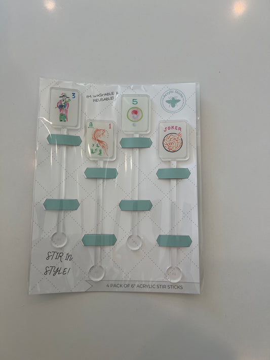 Stir Sticks - Let's Play Mahjong - 4 count package size