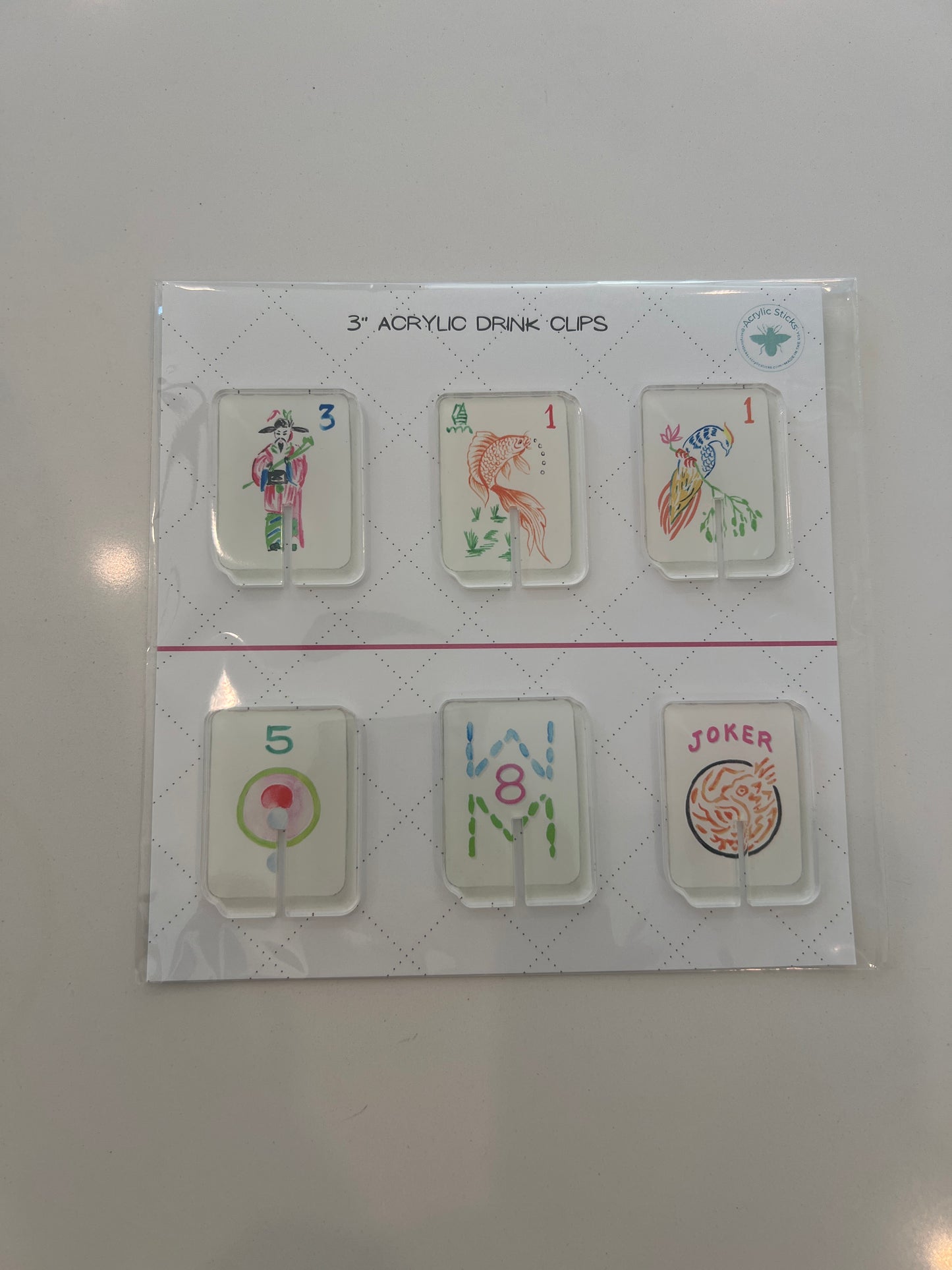 Drink Clip - Mahjong - 6 count package size